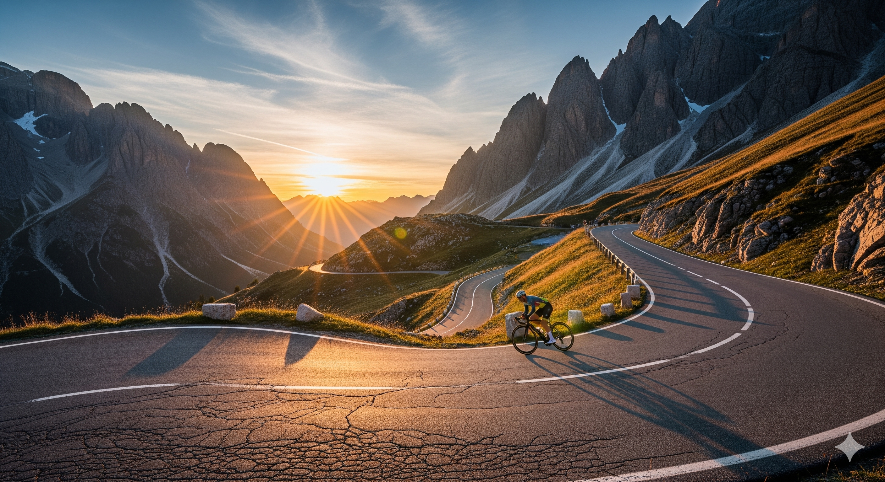 Scenic cycling road with dark center for logo